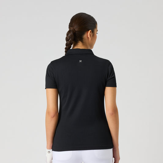 Daily Sports Honeycomb Structured Short Sleeve Polo Shirt in Black