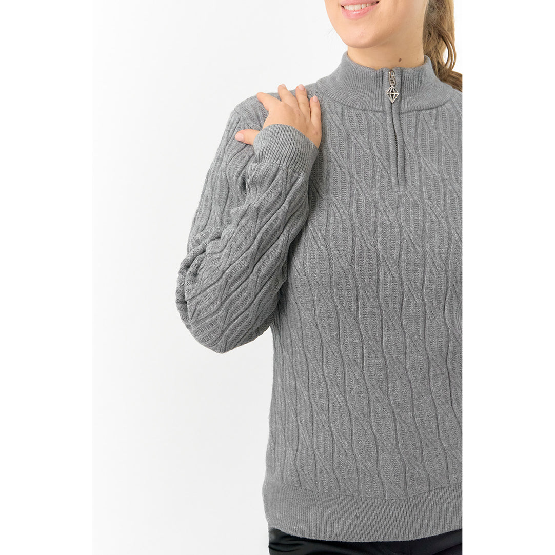 Pure Golf Ladies Quarter Zip Cable Knit Lined Sweater