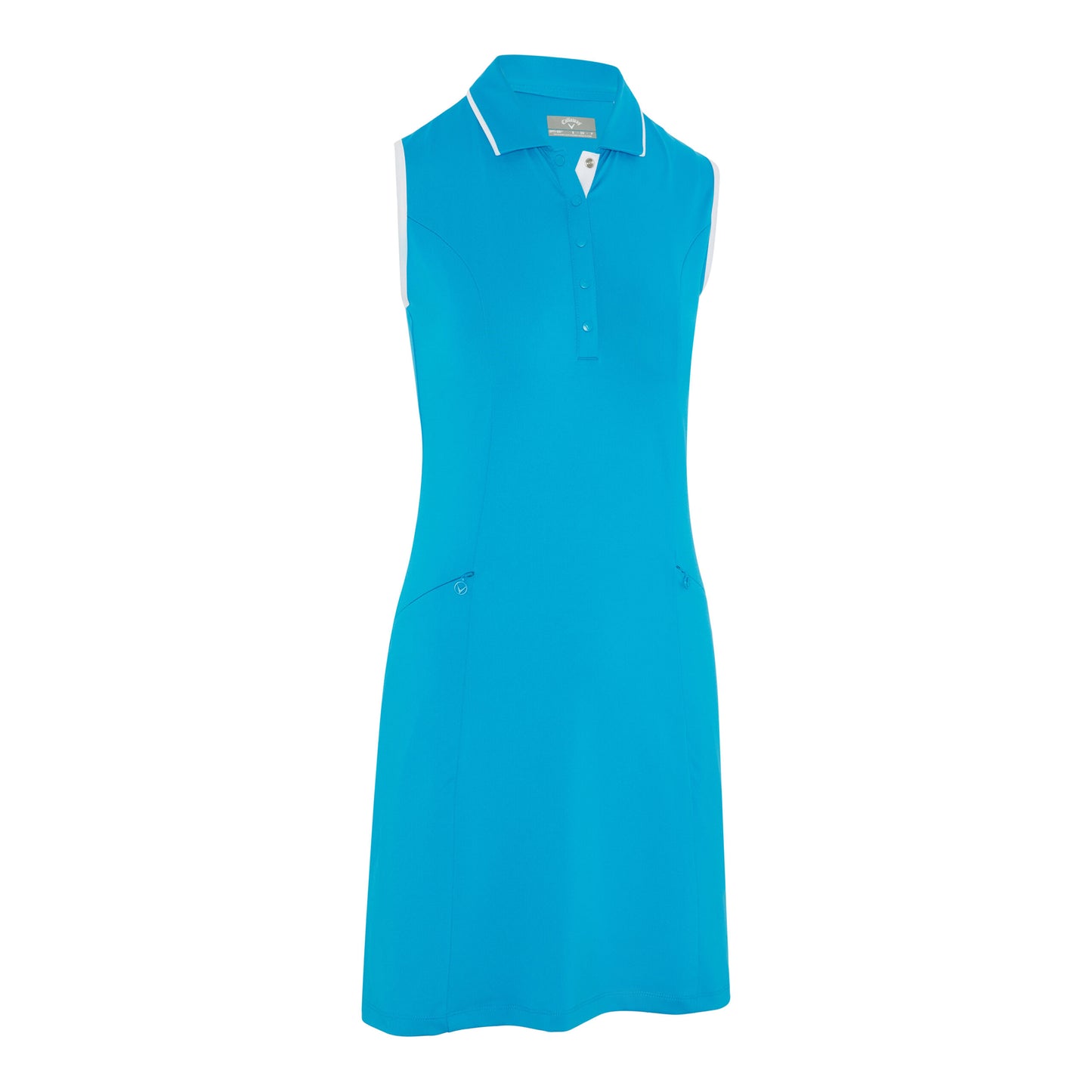 Callaway Ladies Sleeveless Vivid Blue Golf Dress with White Contrast Trim