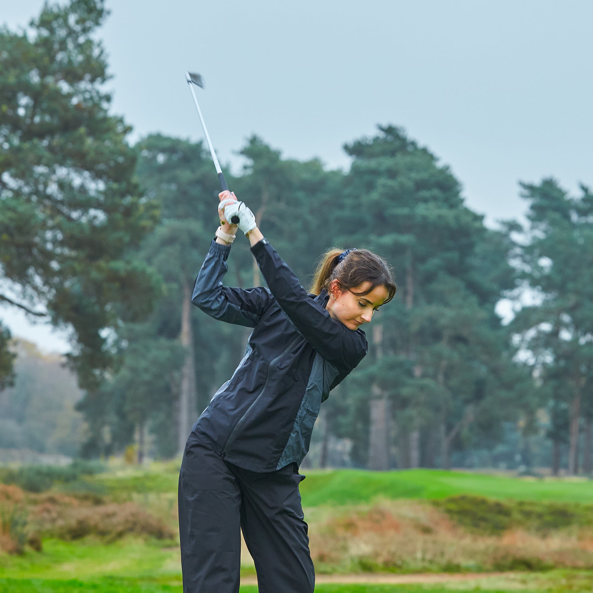 FootJoy Ladies HydroLite Waterproof Jacket with Waist Cinch in Navy