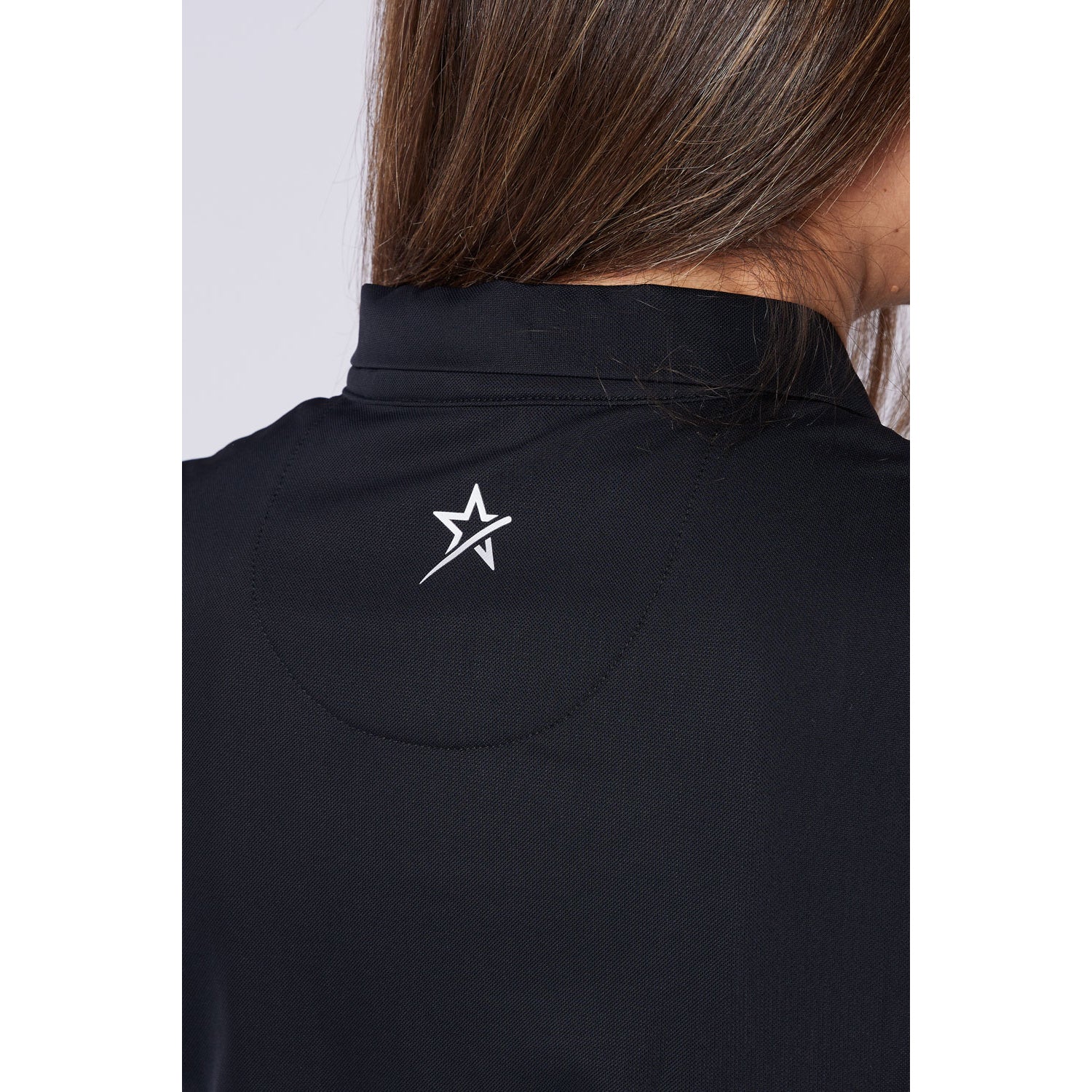 Swing Out Sister Ladies Fluted Cap Sleeve Polo in Black