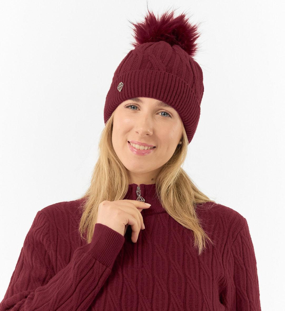 Pure Golf Ladies Lined Waterproof Bobble Hat with Cable Knit Design