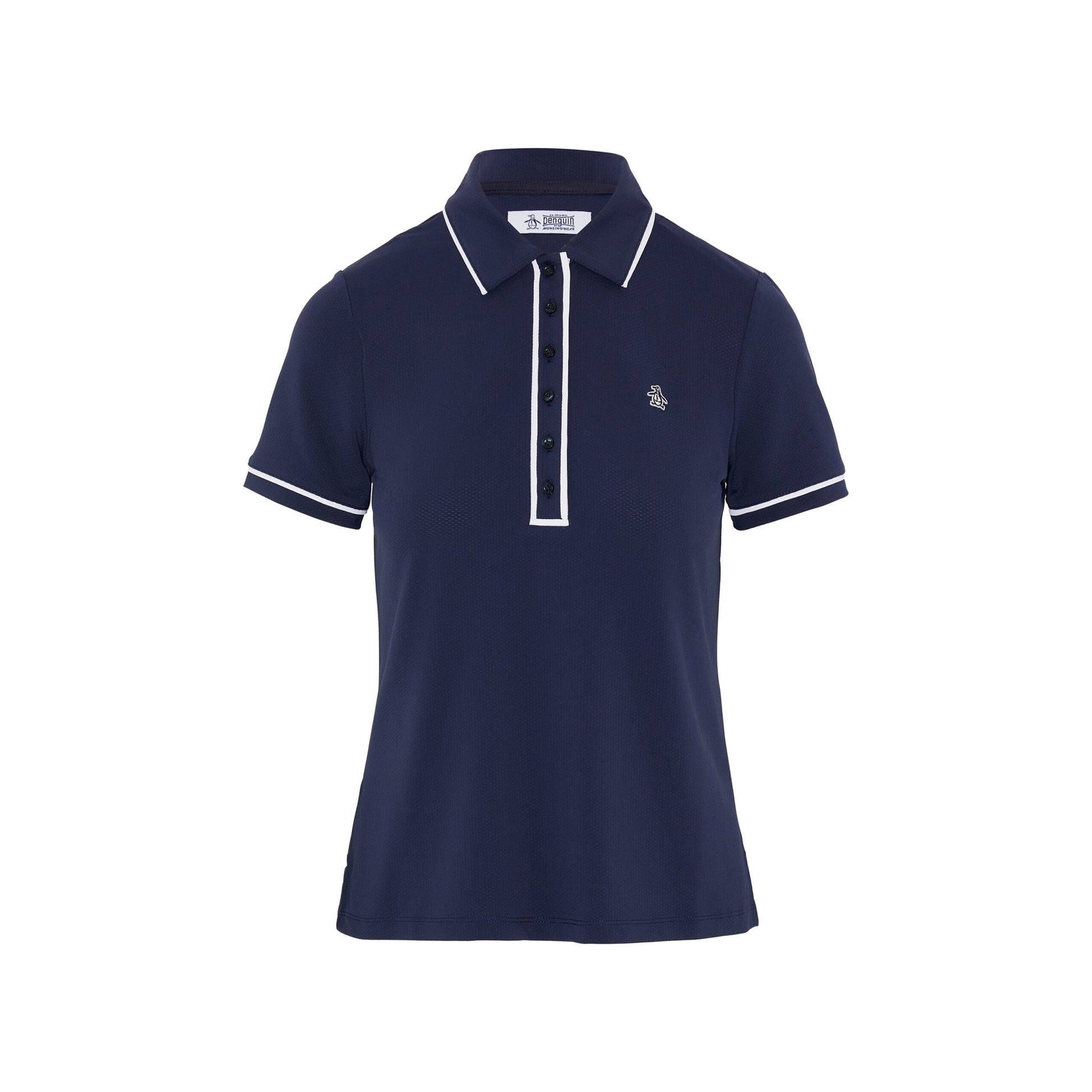 Original Penguin Women's Short Sleeve Polo with Contrast Piping in Navy