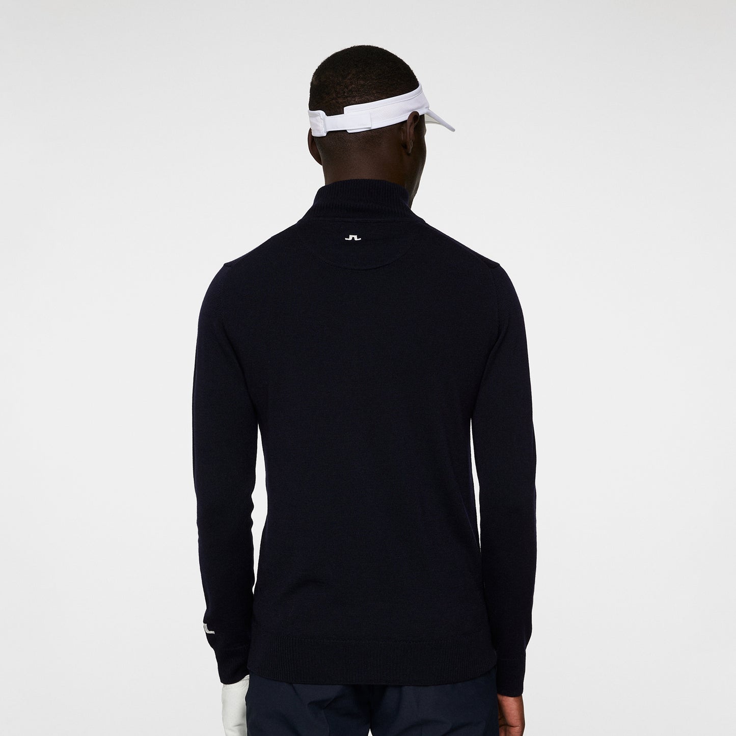 J.Lindeberg Mens Merino Zip-Neck Sweater in Navy