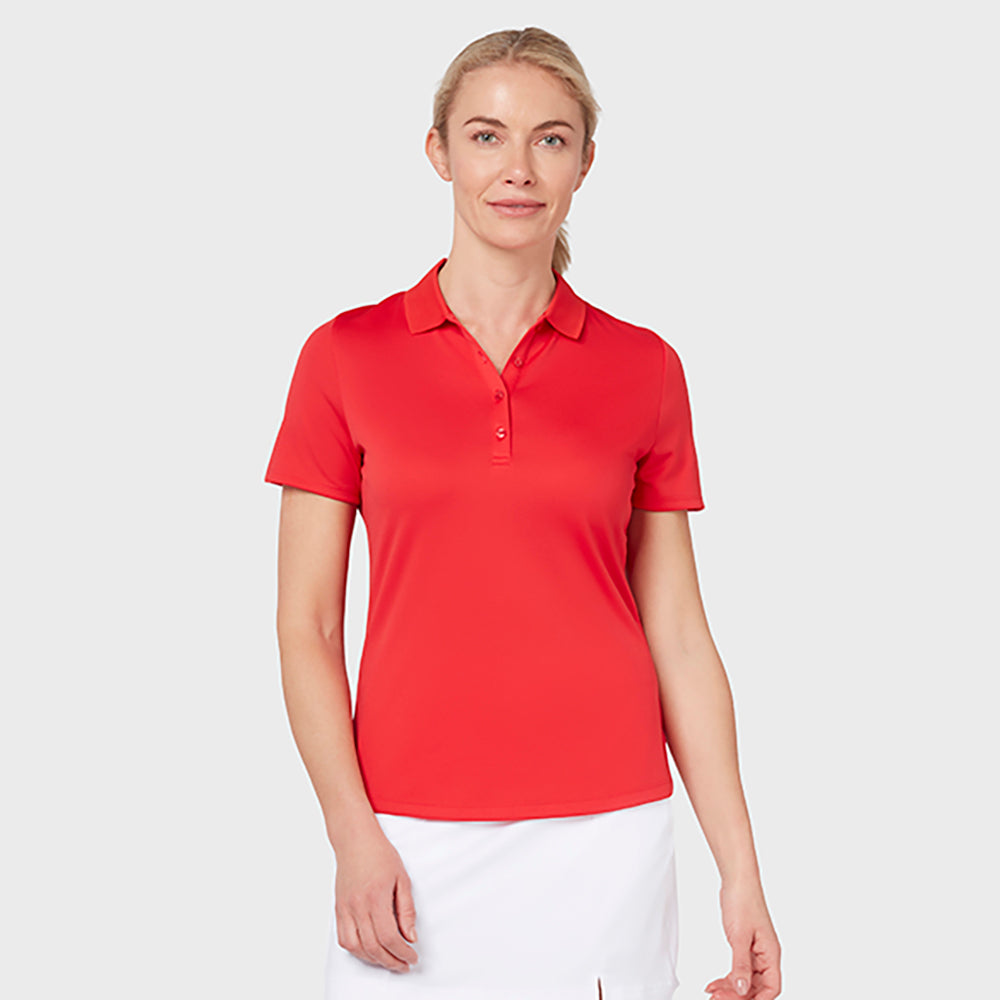 Callaway Ladies Short Sleeve Swing Tech Golf Polo with Opti-Dri in True Red