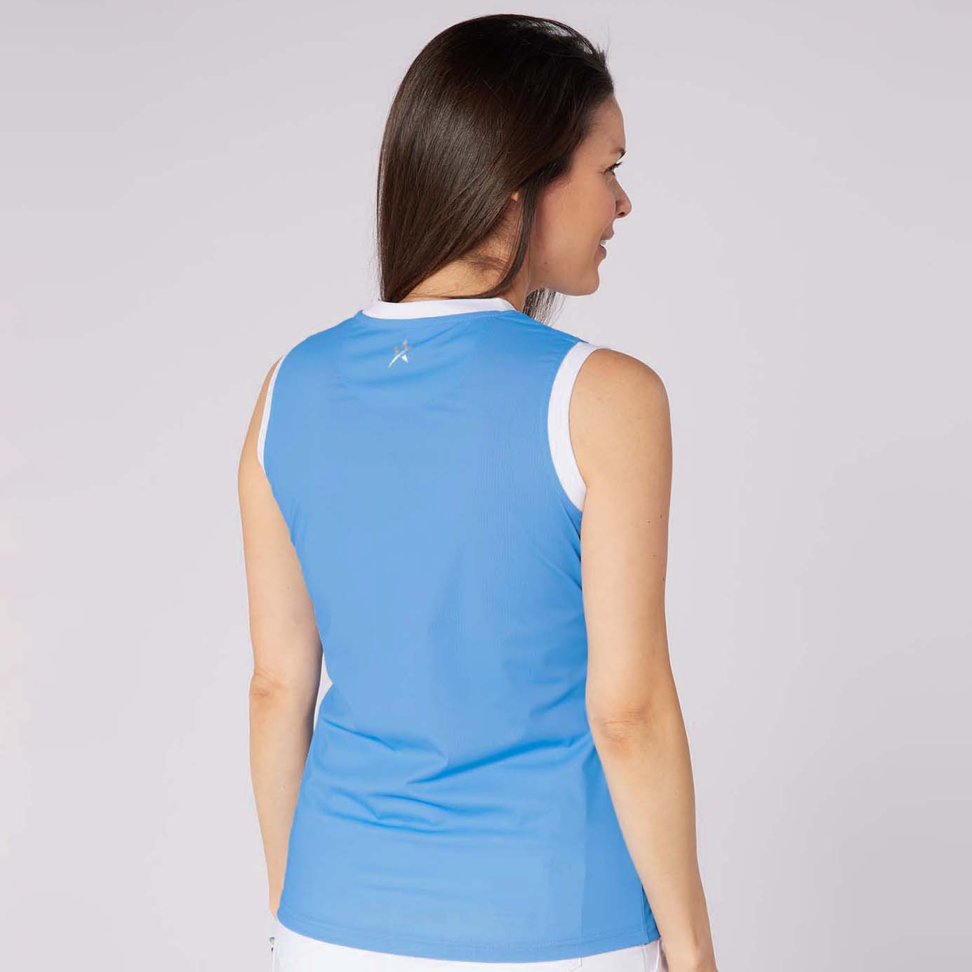 Swing Out Sister Ladies Sleeveless Polo with Neat Contrast Trim for a Polished Look