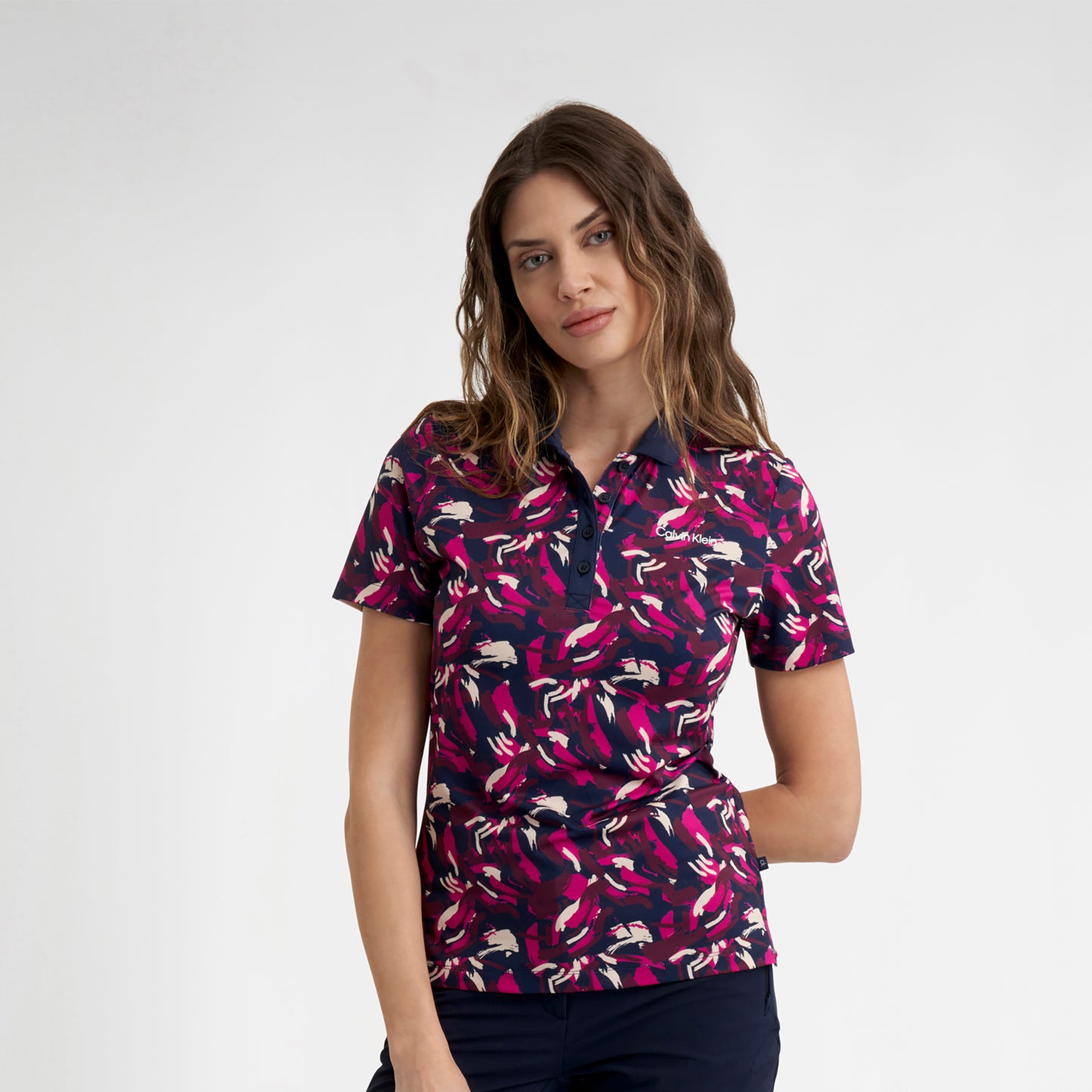 Calvin Klein Ladies Polo with Brushstroke Print