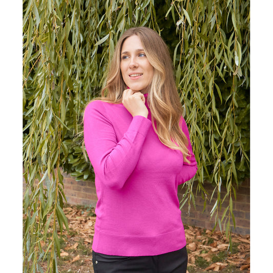 Pure Golf Ladies Classic Roll Neck in Pink Topaz