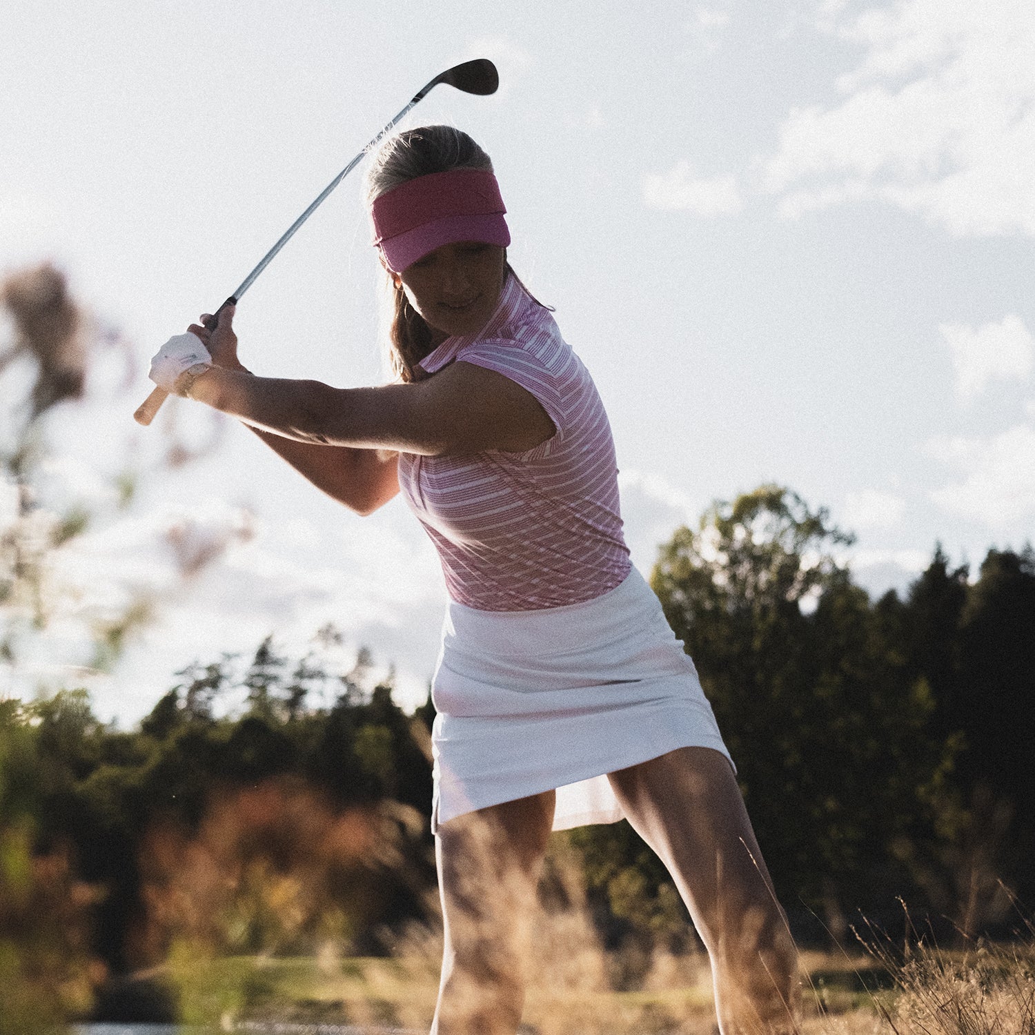 Puma Golf Ladies Pique Stripe Polo with Pretty Cap Sleeves for a Feminine Finish