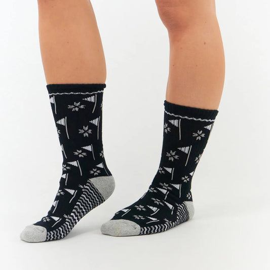 Surpizeshop Ladies Black Crew Golf Flag Socks