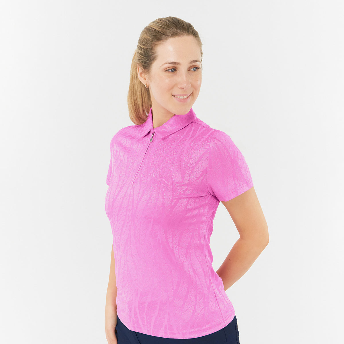 Pure Golf Ladies Jacquard Fern Print Polo