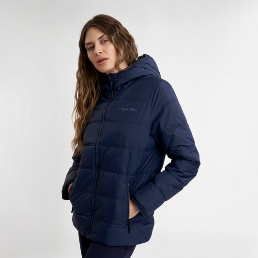 Calvin Klein Ladies Navy Quilted Jacket with Hood
