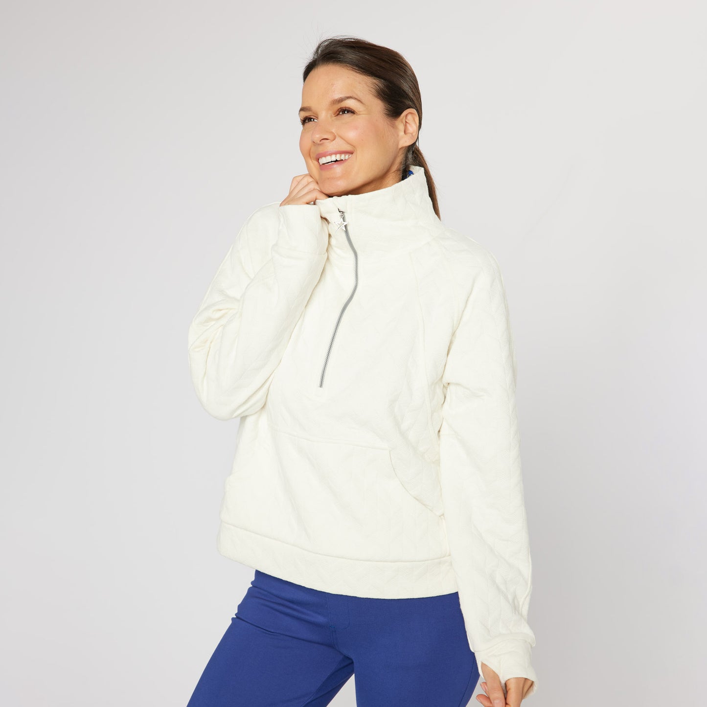 Swing Out Sister Ladies Quilted Lined Sweater with 1/4 Zip