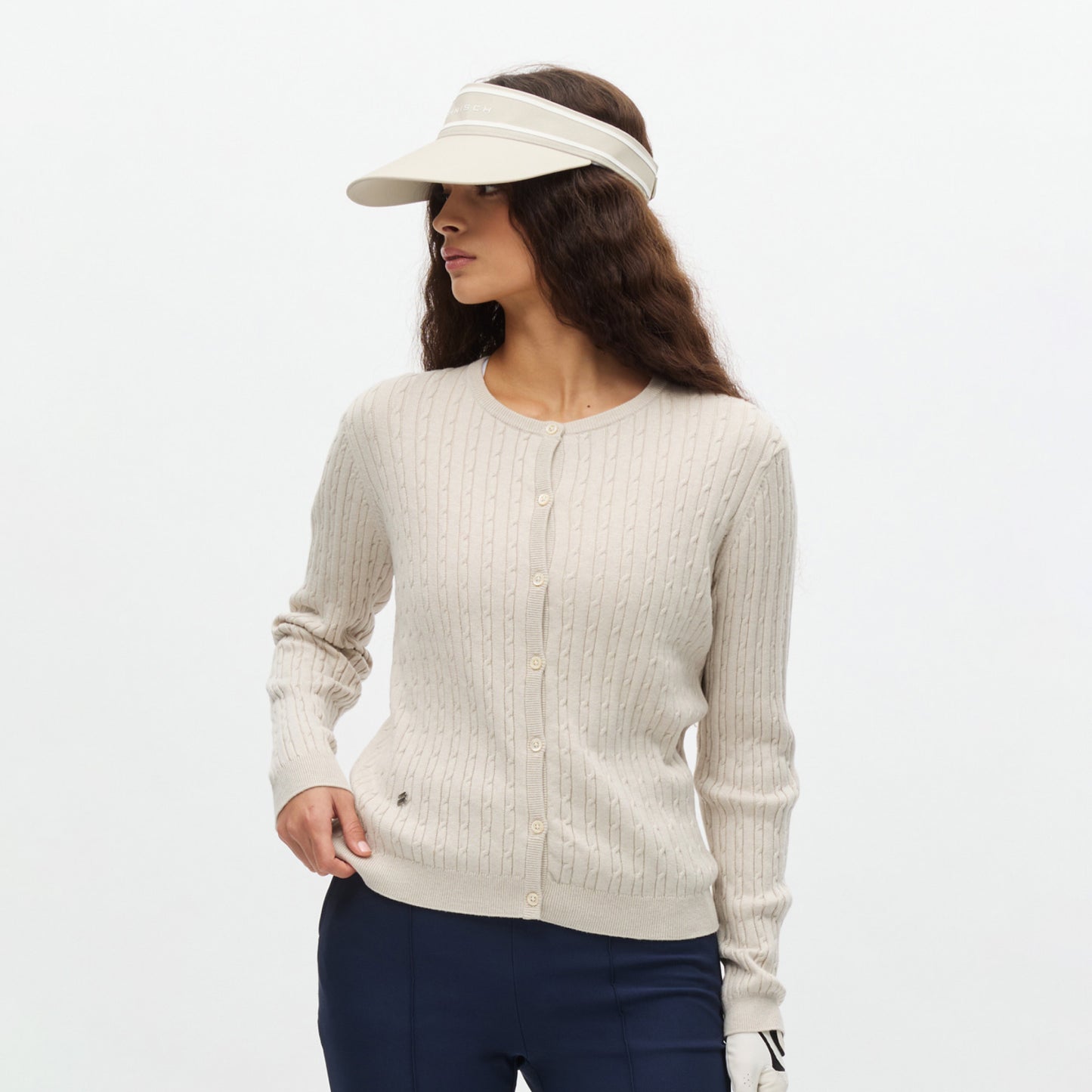 Rohnisch Ladies Cable Knit Cardigan - Elegant Layering for the Course & Beyond