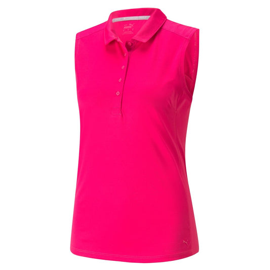 Puma Ladies Sleeveless Golf Polo with Mesh Panels in Orchid Shadow