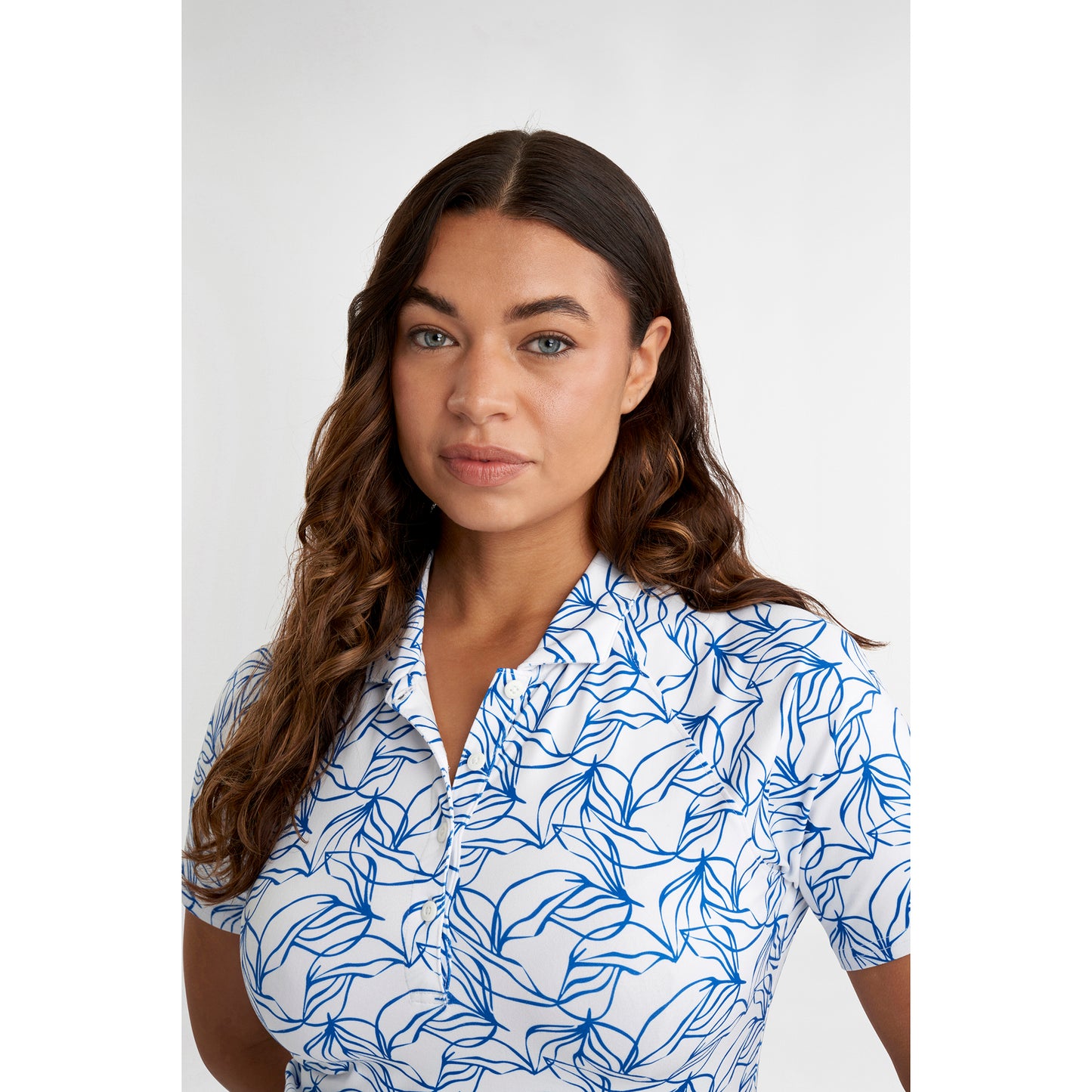 Green Lamb Ladies Floral Print Short Sleeve Polo