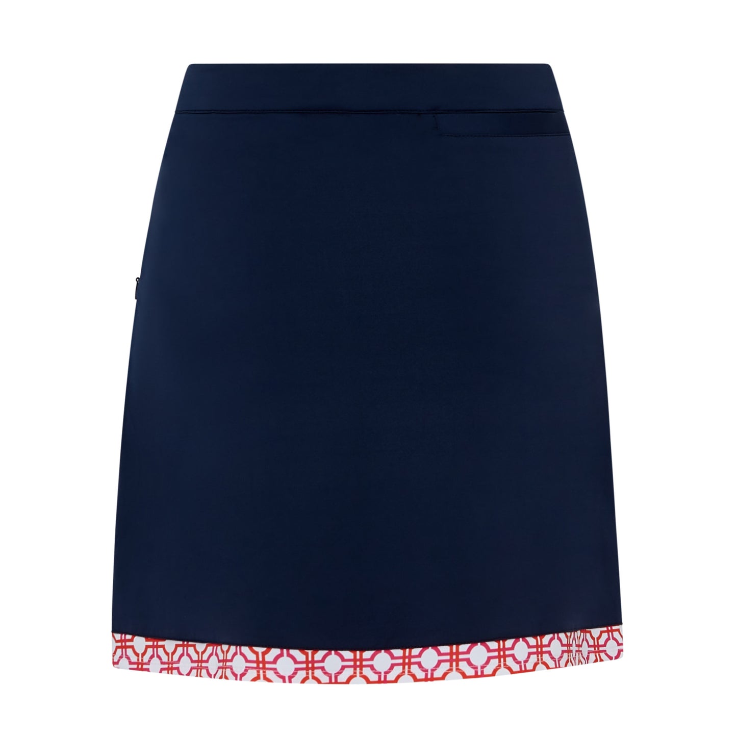 Swing Out Sister Ladies Navy Pull-On Scalloped Skort with Lush Pink and Mandarin Print Trim