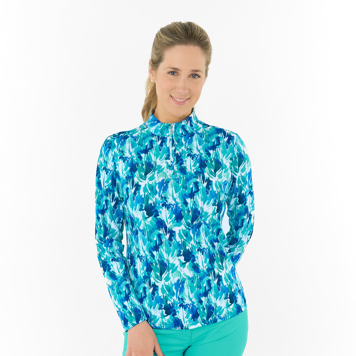 Pure Ladies Long Sleeve Golf Top with Mesh Panels for Breathable Comfort & Sleek Style