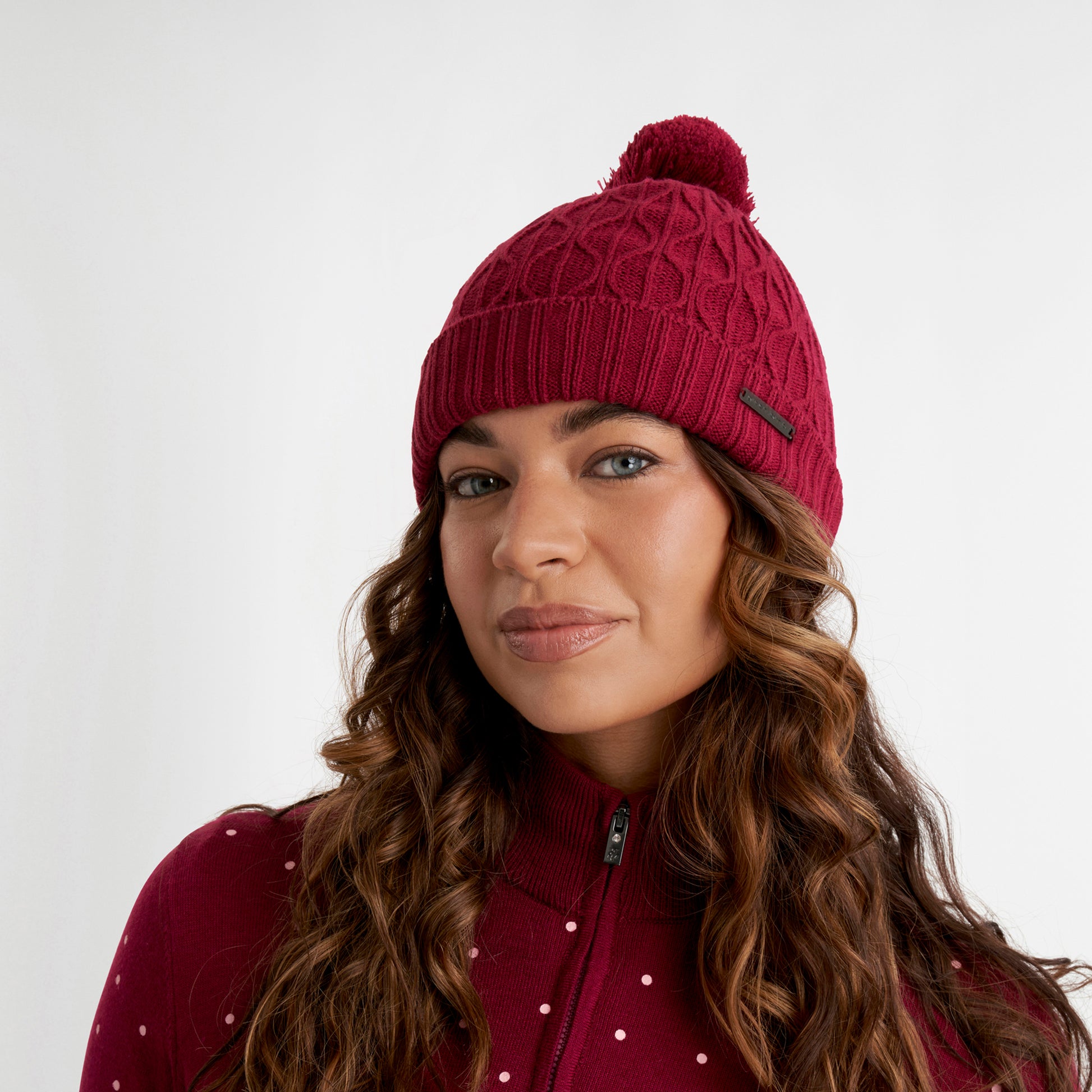 Green Lamb Ladies Fleece Lined Knitted Bobble Hat