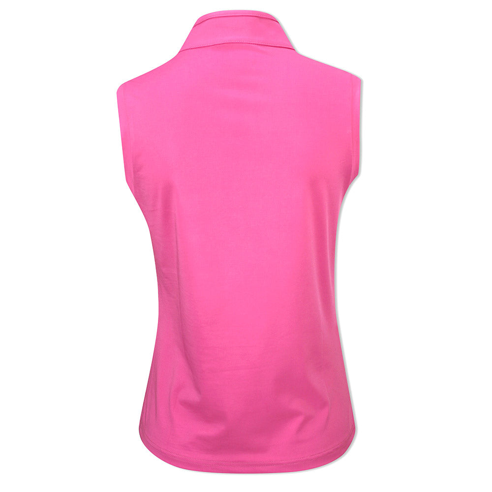 Pure Ladies Textured Wave Print Sleeveless Polo Shirt in Azalea Pink