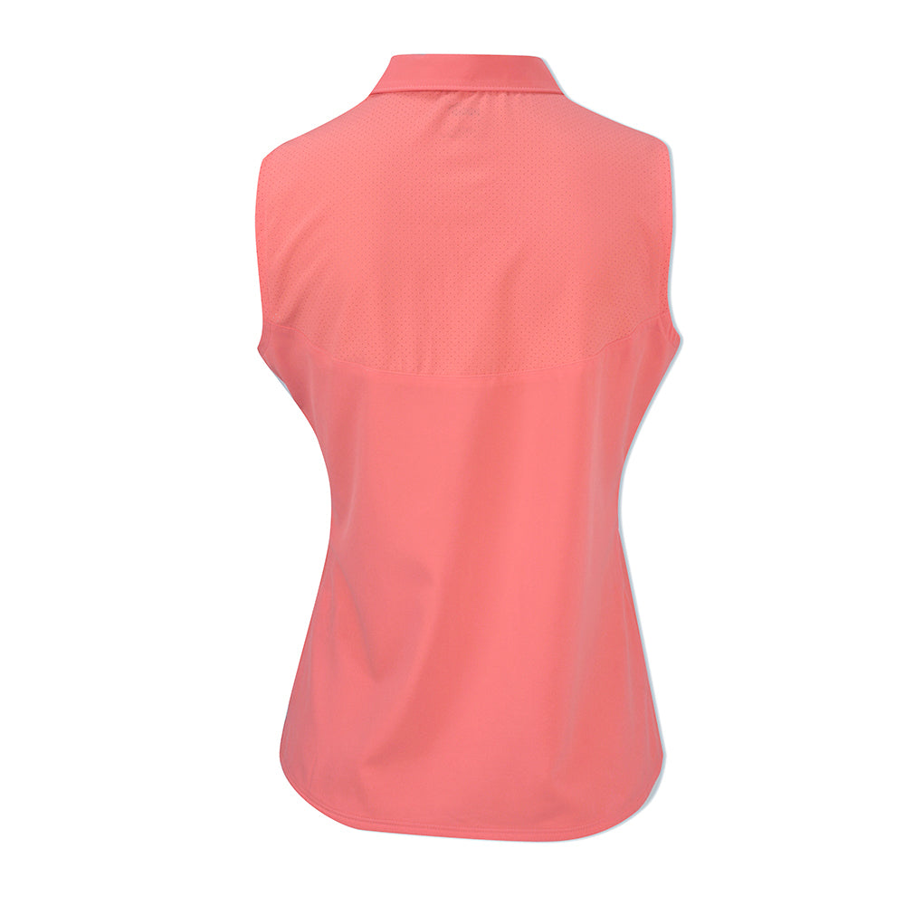 Puma Ladies Sleeveless Mesh Panel Polo in Rapture Rose