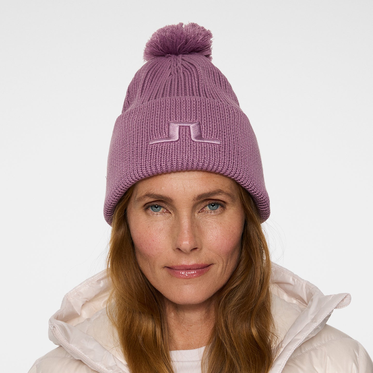 J.Lindeberg Ribbed Knit Bobble Hat with Bridge Logo