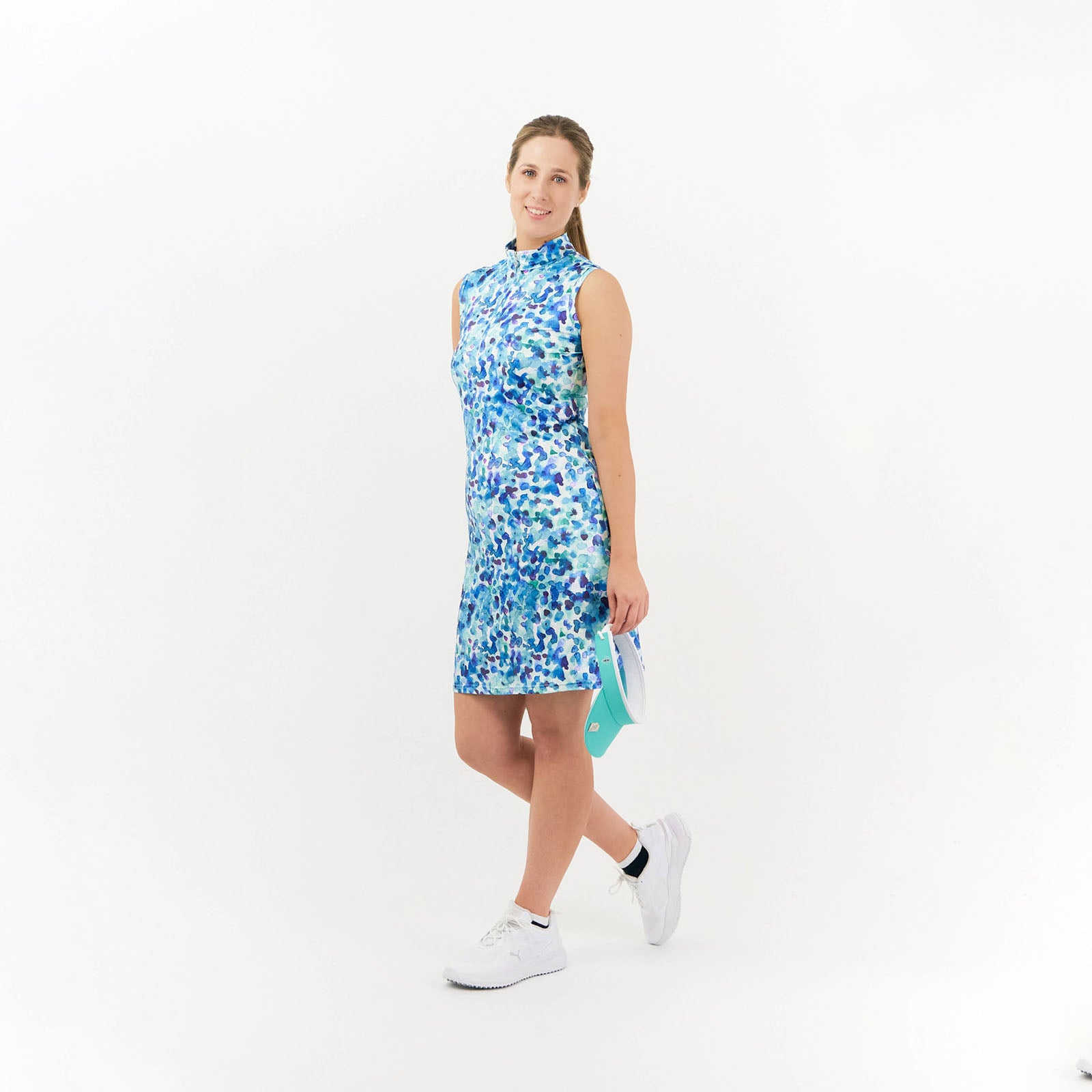 Pure Golf Sleeveless Dress in Dappled Ocean Print
