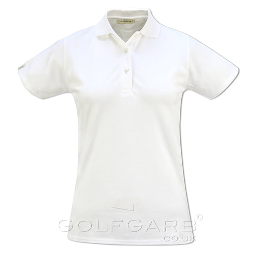 Glenmuir Ladies Pique Knit Short-Sleeve Polo with Soft Cotton Finish in White