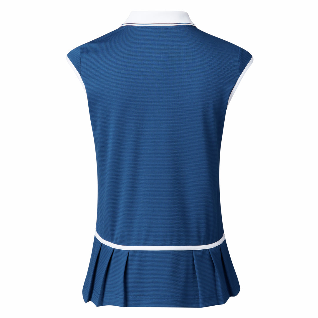 Daily Sports Ladies Sleeveless Polo With Back Pleats in Spectrum Blue