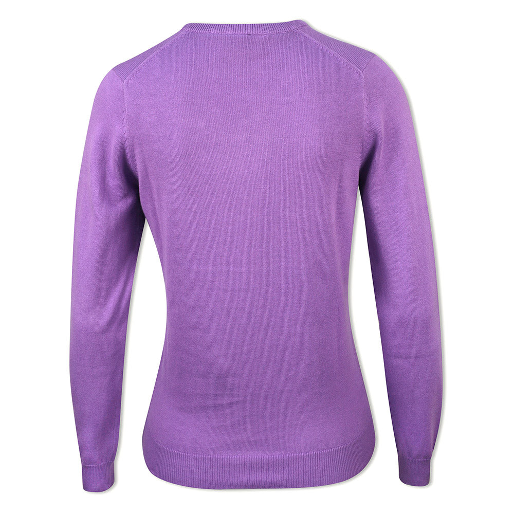 Glenmuir Ladies 100% Cotton V-Neck Sweater in Amethyst - Last One Small Only Left