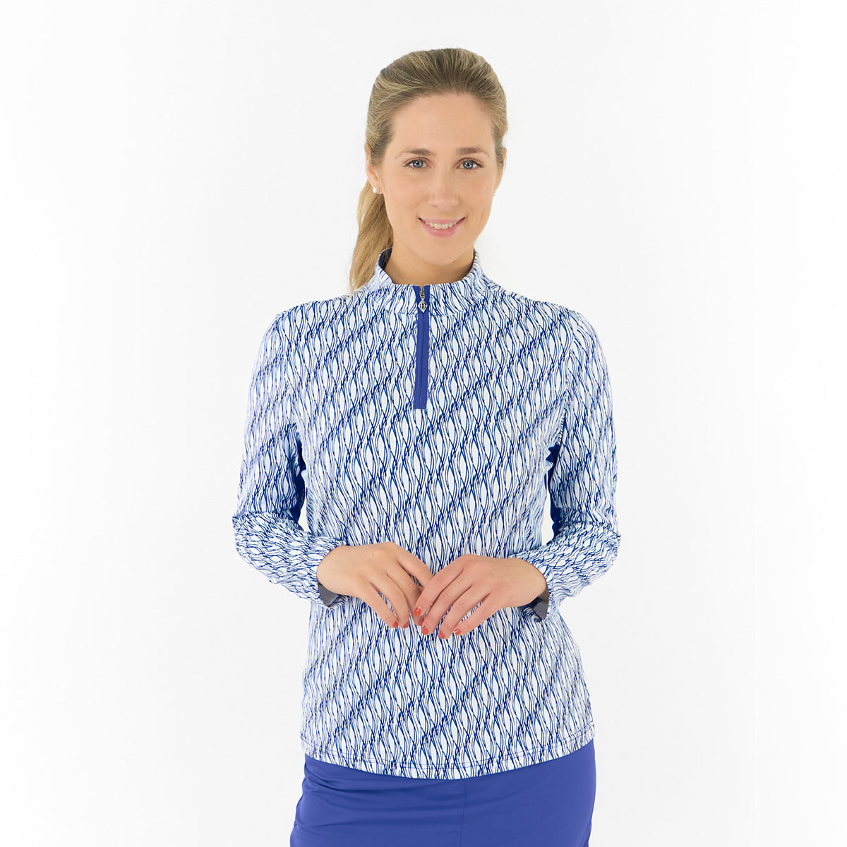 Pure Ladies Long Sleeve Golf Top with Mesh Panels for Breathable Comfort & Sleek Style