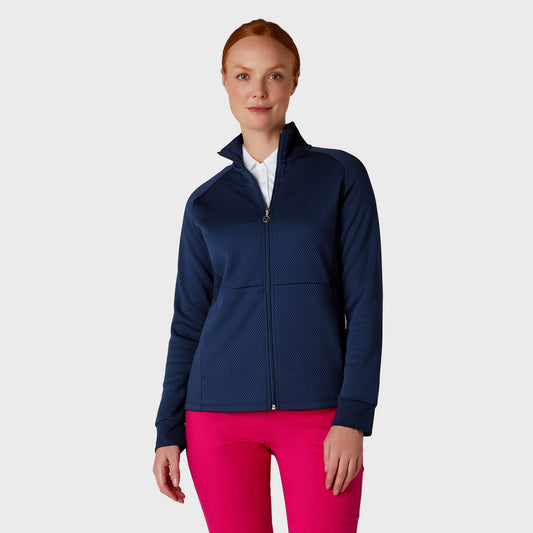 Callaway Ladies Hexagon Lightweight Fleece Golf Jacket in Peacoat Navy