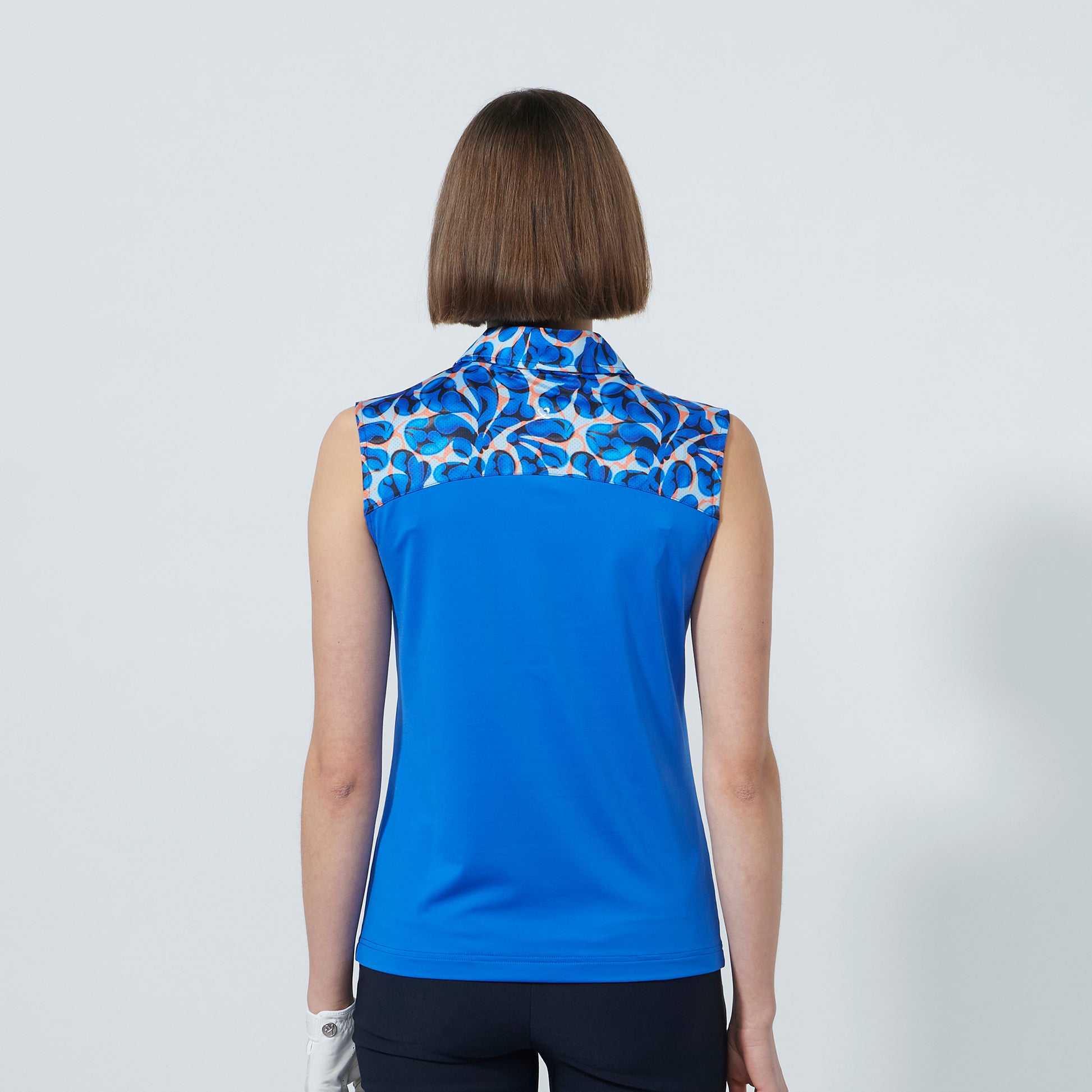 Daily Sports Ladies Sleeveless Gathered Polo with Print on Shoulders