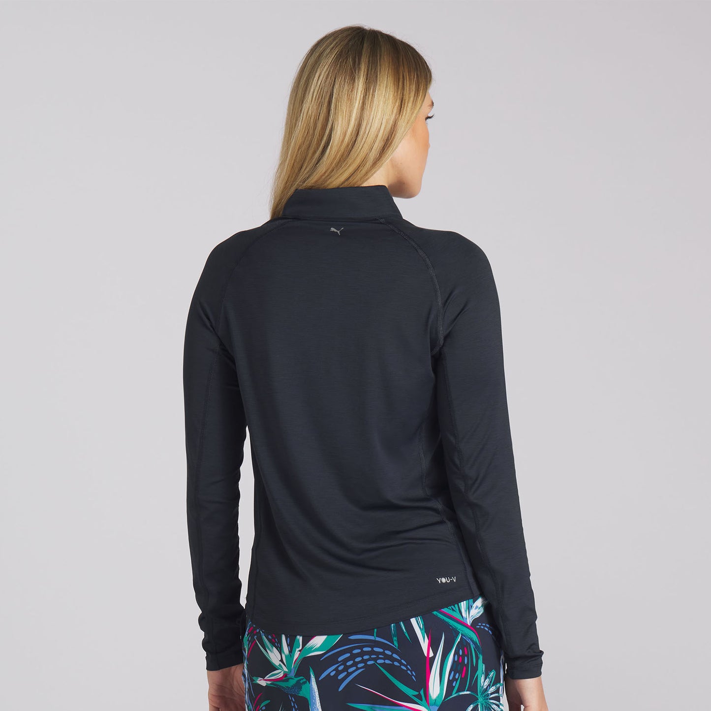 Puma Ladies YOU-V 1/4 Zip Top in Deep Navy with UPF 50+