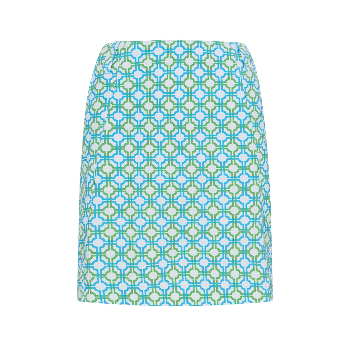 Swing Out Sister Women's Pull-On Skort in Dazzling Blue and Emerald Mosaic Pattern
