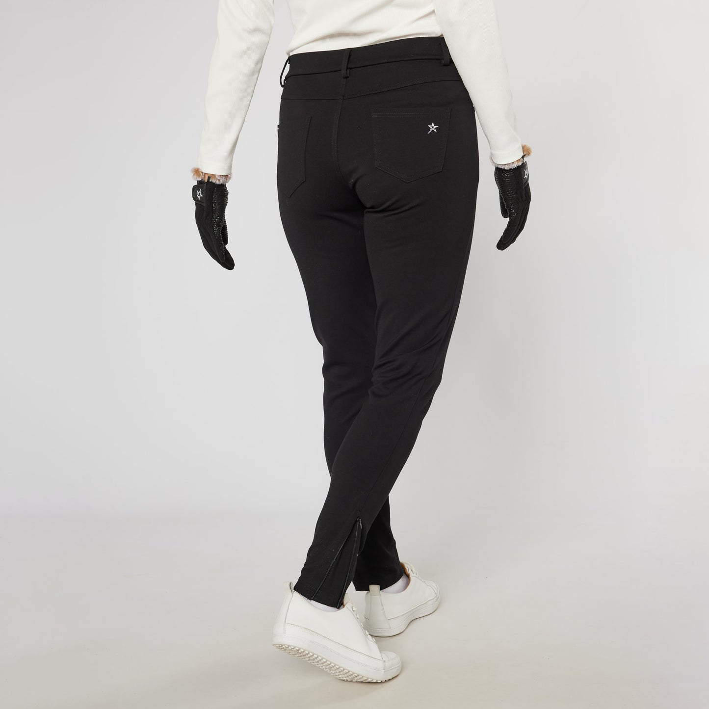 Swing Out Sister Ladies Pull-On Trousers with Ankle Zip in Black