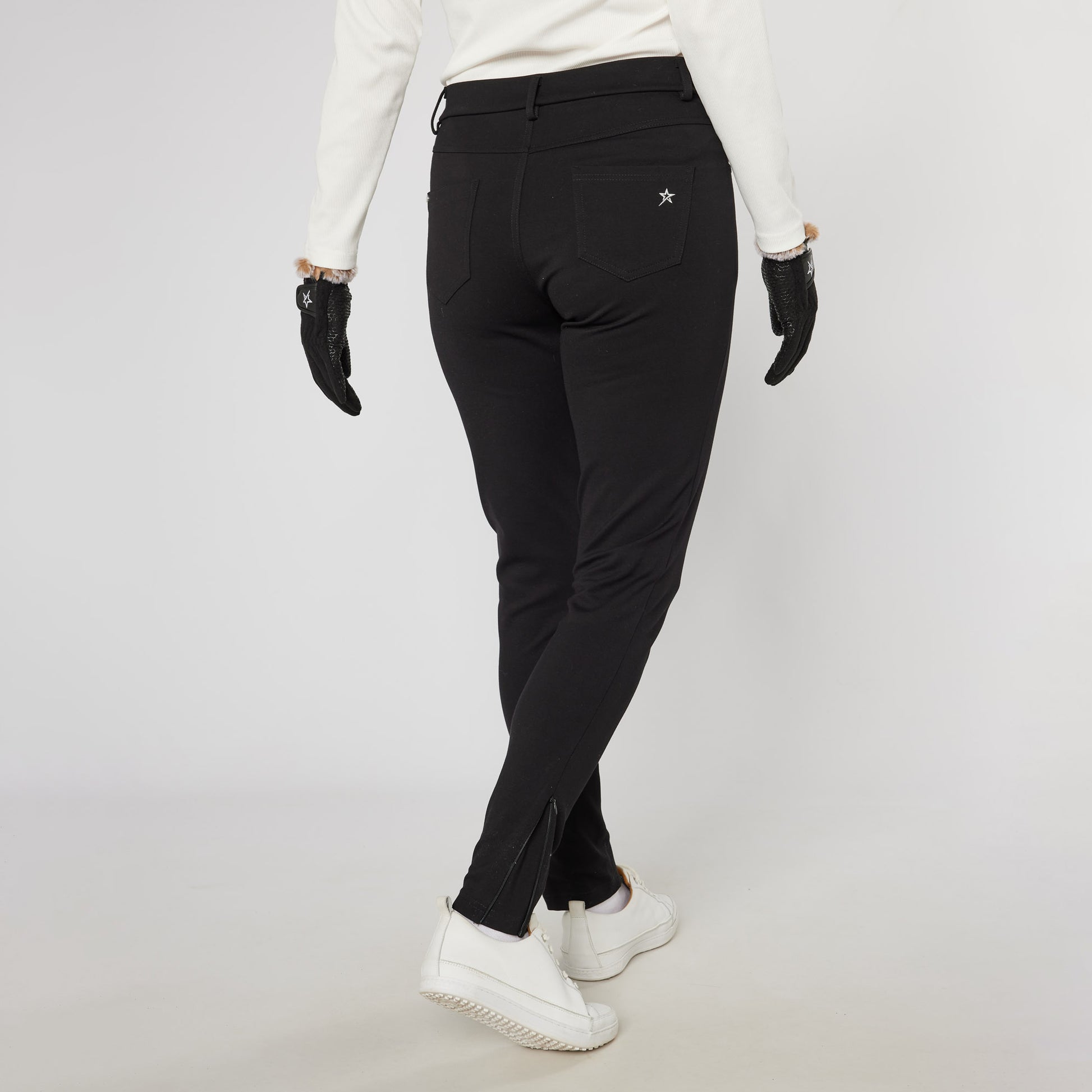 Swing Out Sister Ladies Pull-On Trousers with Ankle Zip in Black