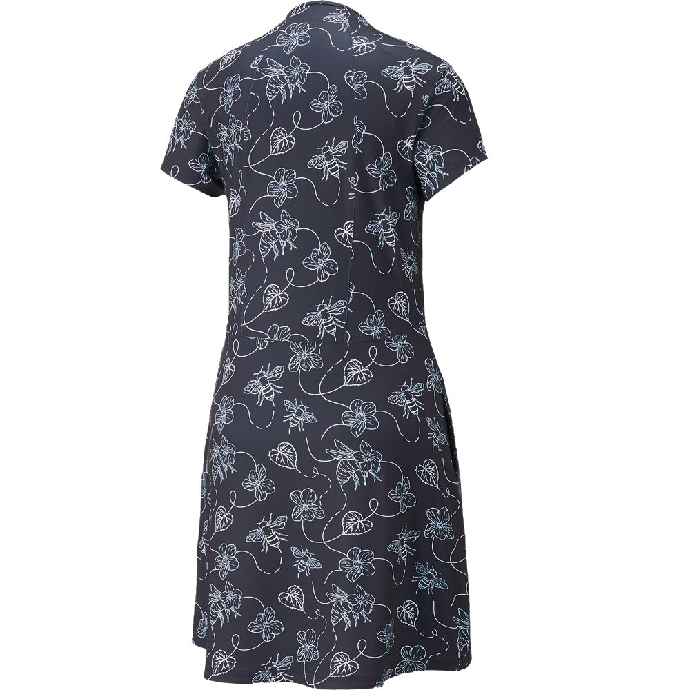 Puma Ladies Cloudspun Pollinators Print Golf Dress in Navy & White - Last One Small Only Left