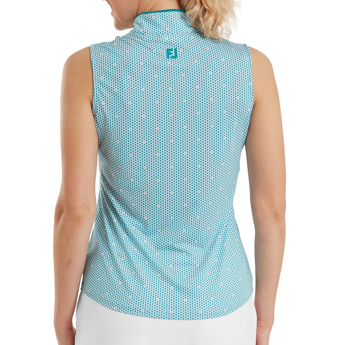 FootJoy Ladies Zip-Neck Sleeveless Polo with Eye Catching Print & Modern Details