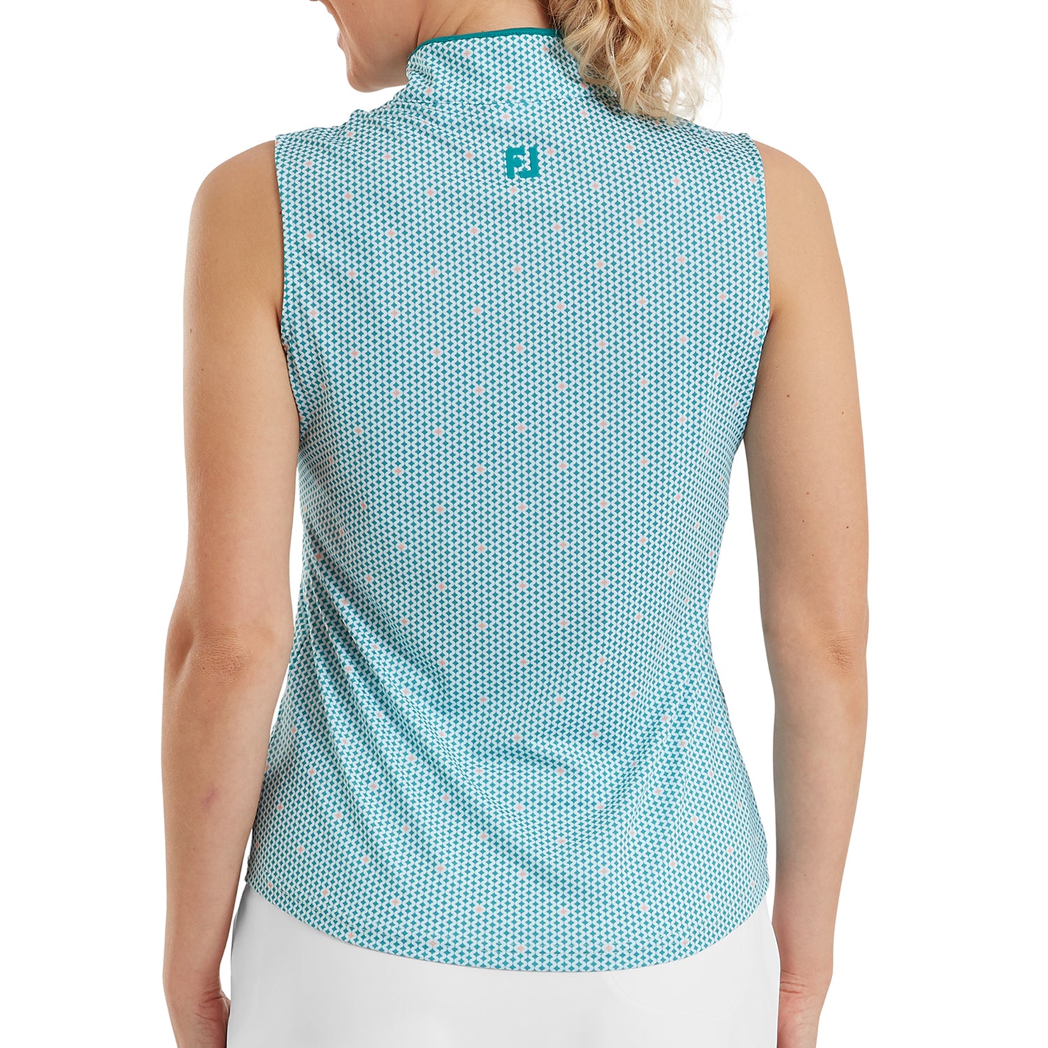 FootJoy Ladies Zip-Neck Sleeveless Polo with Eye Catching Print & Modern Details