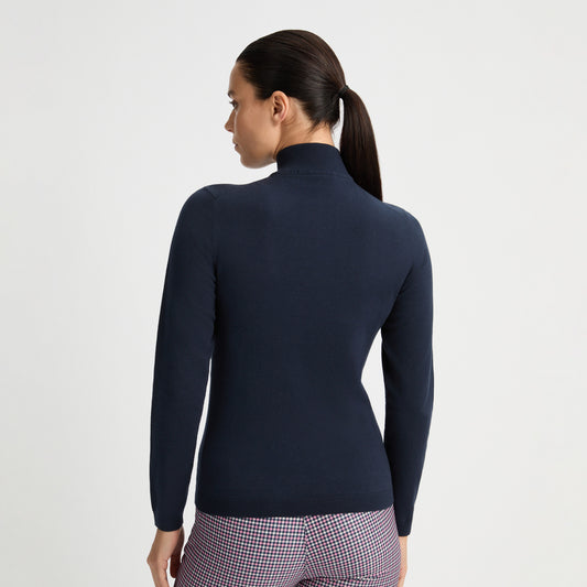 Rohnisch Ladies Navy Knitted Zip-Neck Sweater - Last One XL Only Left