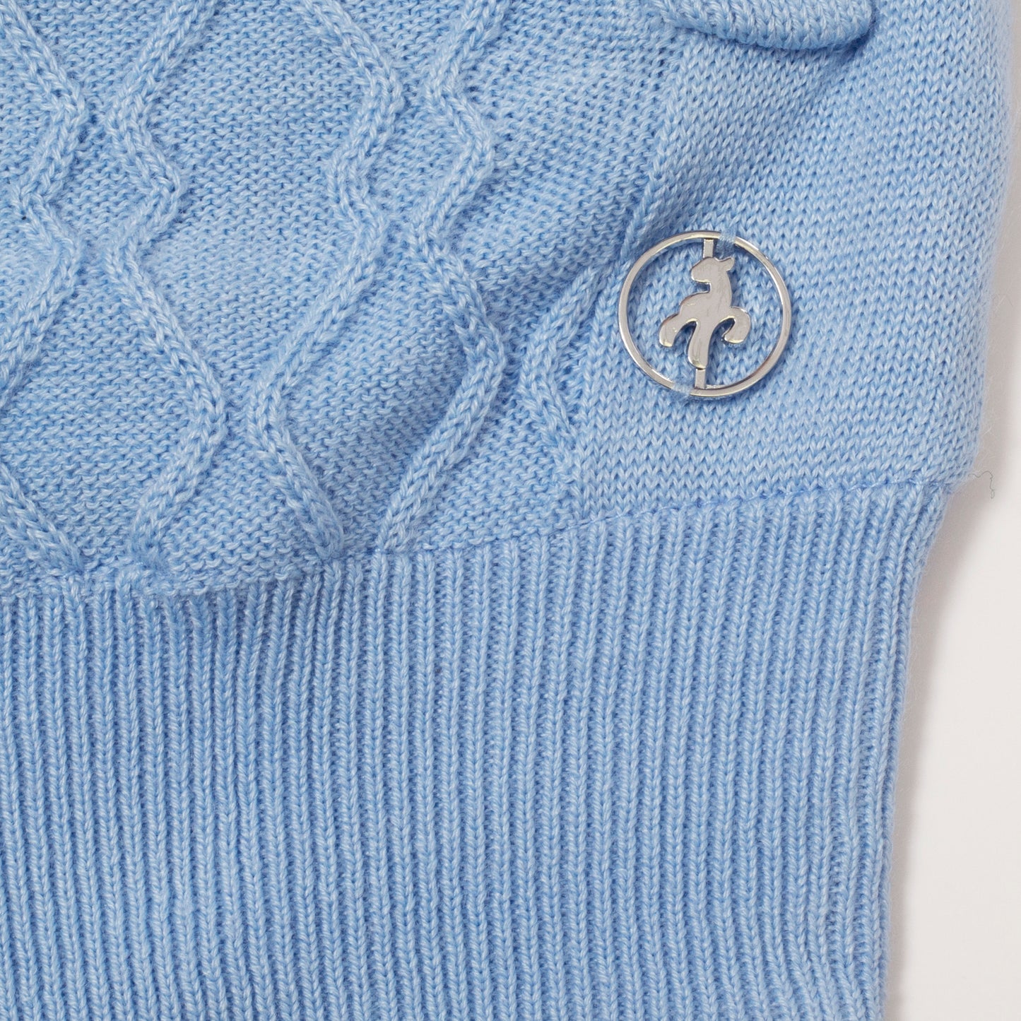 Green Lamb Ladies Lined Windstopper Cardigan with ZigZag Stitch Front Panel in Ice Blue - Last One Size 8 Only Left