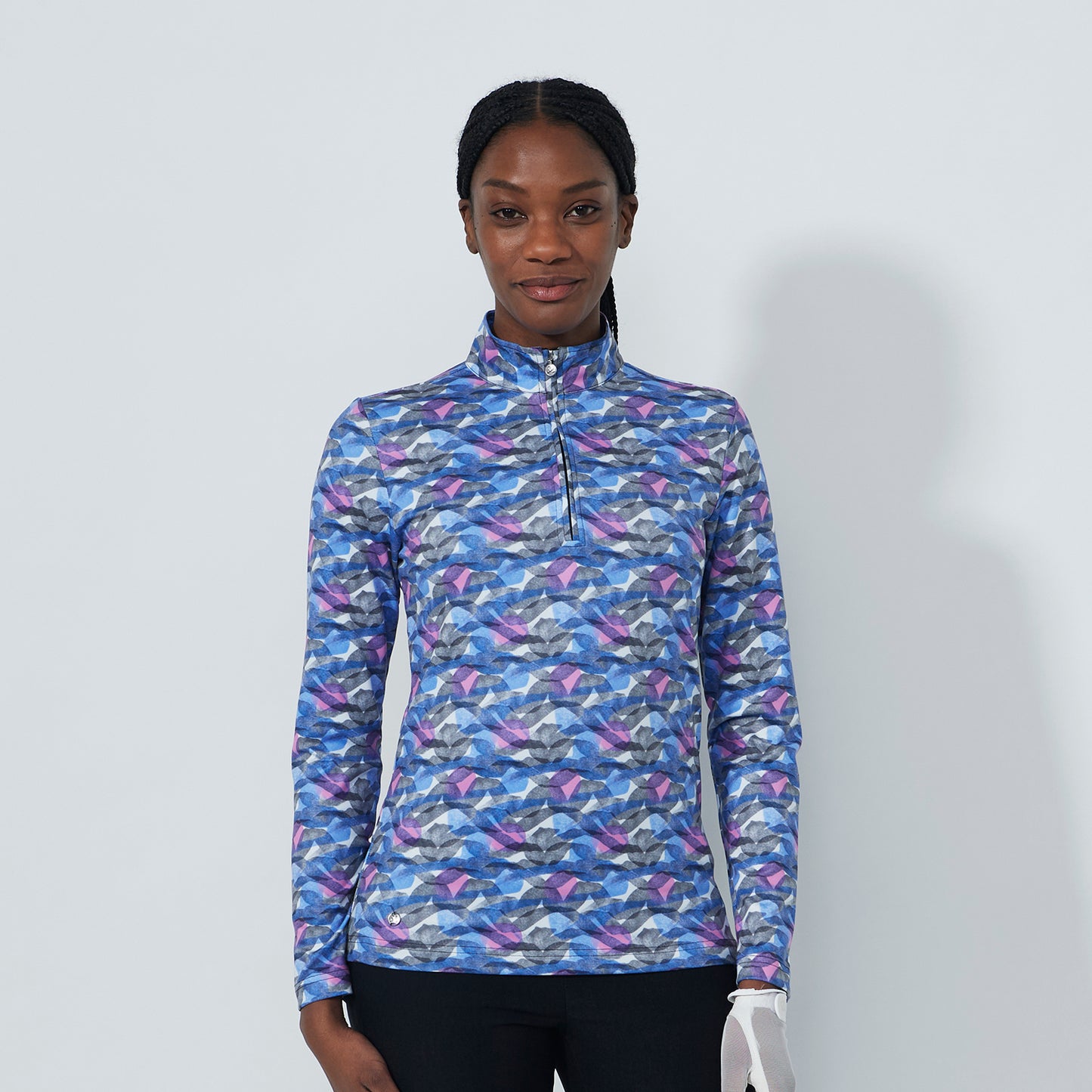 Daily Sports Ladies Brushed Back Top with Abstract Wave Print