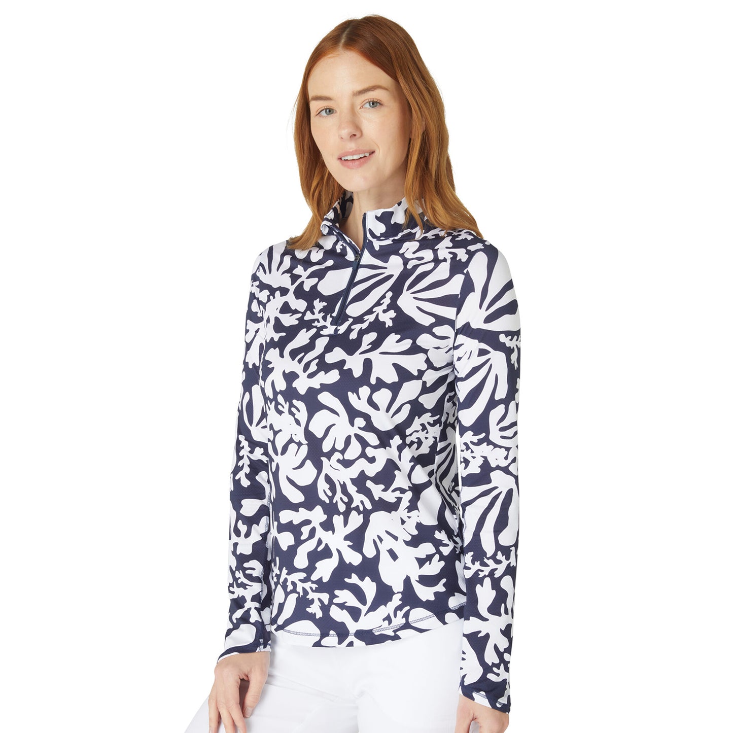 Callaway Ladies Navy Abstract Floral Print Golf Top