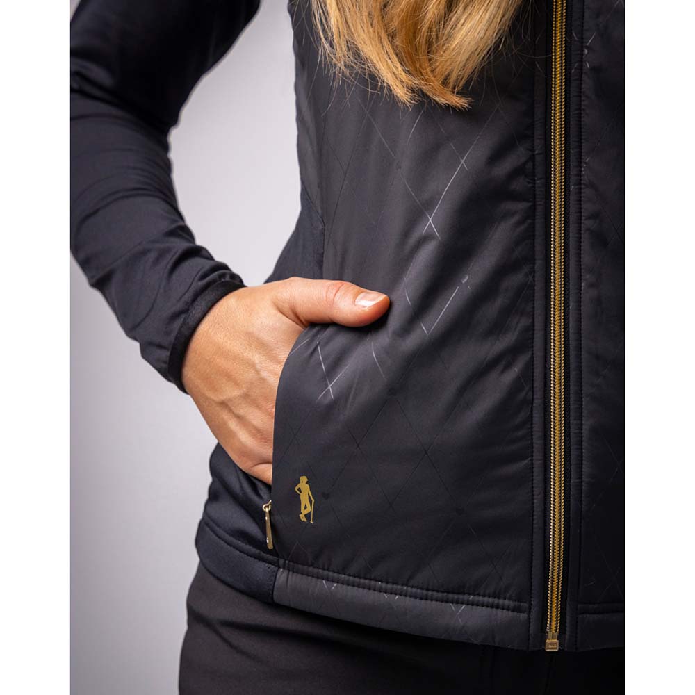 Glenmuir Ladies Thermal Hybrid Jacket with Subtle Diamond Print in Black
