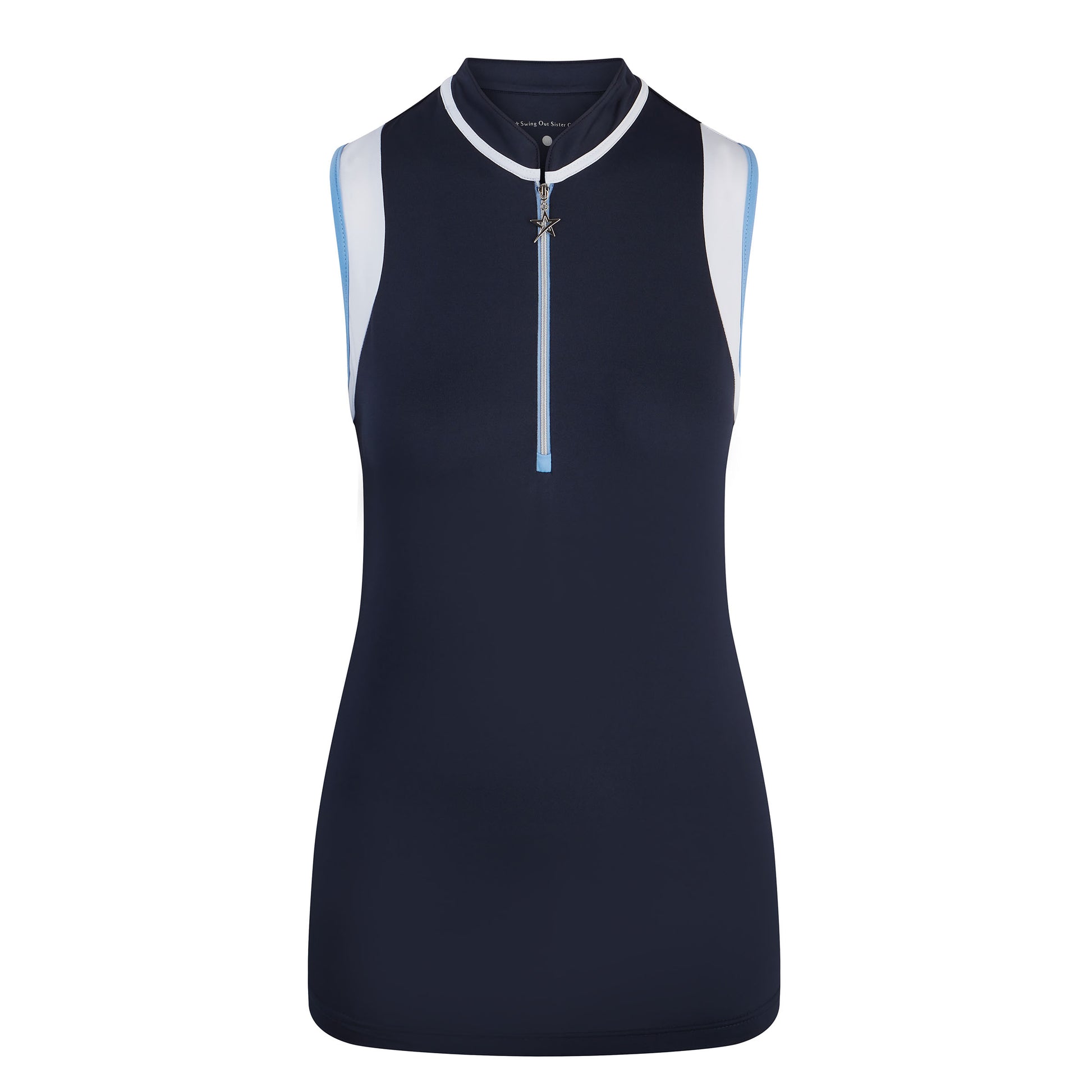 Swing Out Sister Ladies Navy Sleeveless Golf Polo