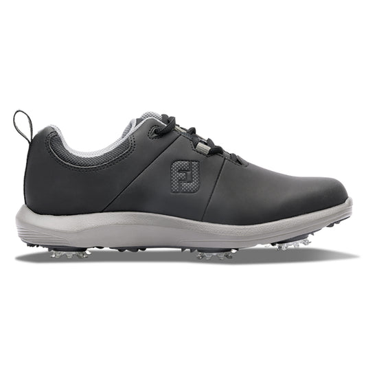 FootJoy Women's eComfort Waterproof Golf Shoes in Black & Charcoal with Softspikes
