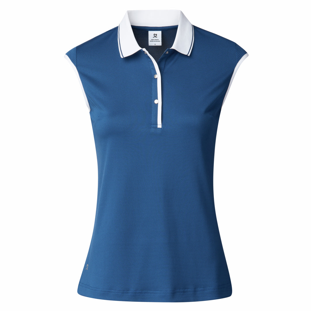 Daily Sports Ladies Sleeveless Polo With Back Pleats in Spectrum Blue