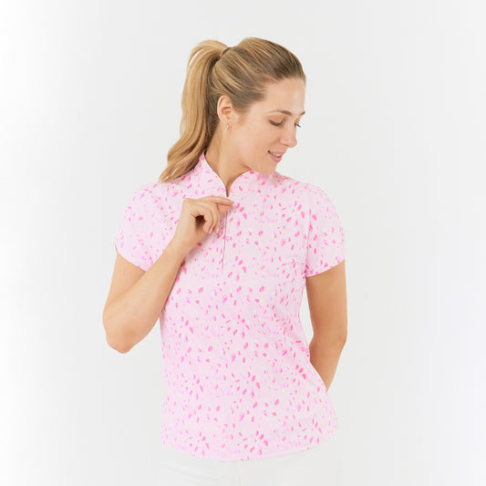 Pure Golf Ladies Cap Sleeve Polo in Floating Petal Print