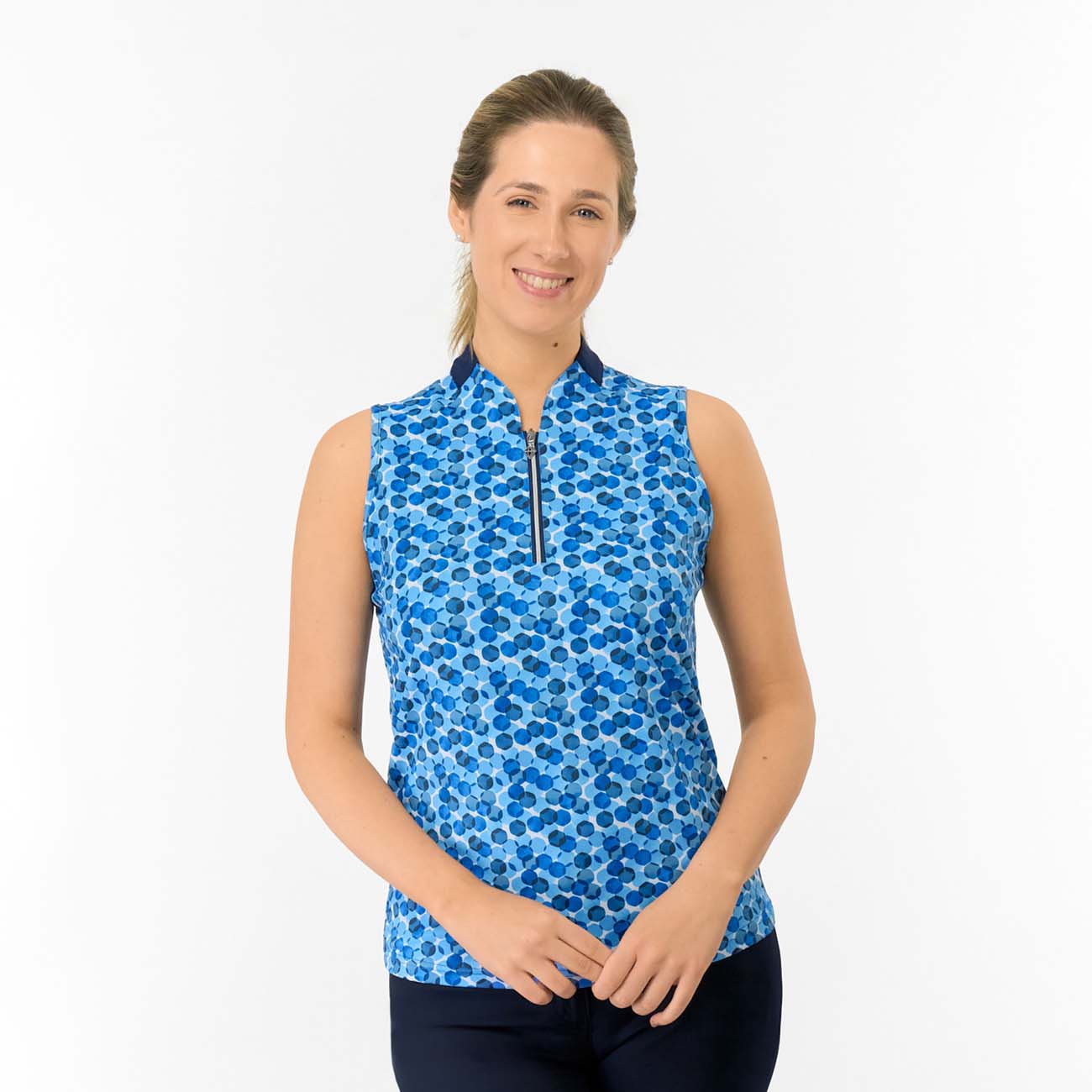 Pure Golf Ladies Sleeveless Dress with Abstract Dot Print for Fresh Fairway Appeal